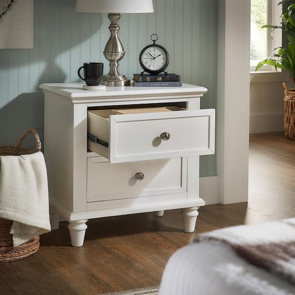 White 2-Drawer End Table