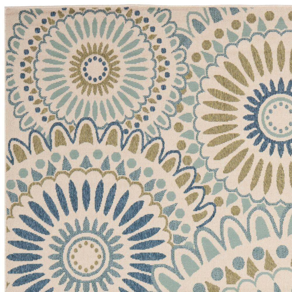 Cream & Green Floral Easy-Care 8' x 11' Synthetic Area Rug