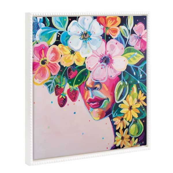 Kate and Laurel Sylvie She Was Thoughtful and Kind 1-Piece White Framed Canvas Art Print, 22.00 in. x 22.00 in.