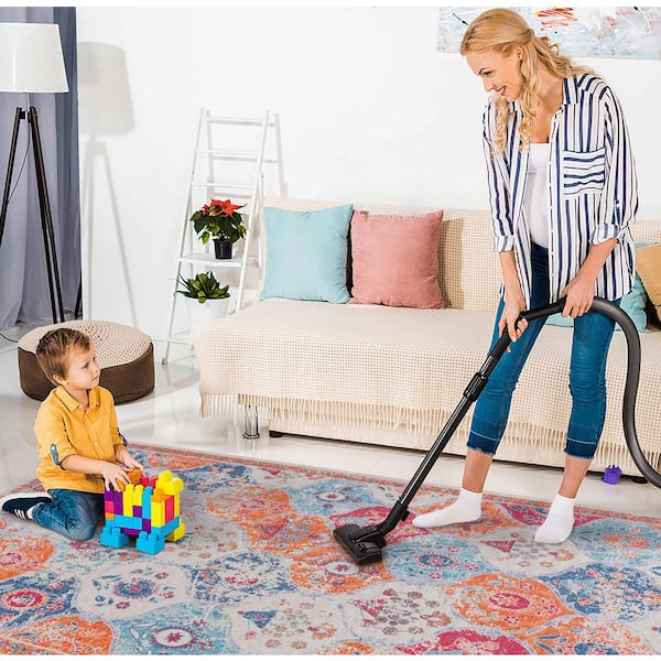 6 X 9 Burgundy Floral Washable Area Rug for Bedroom, Hallway, Kitchen, Playroom