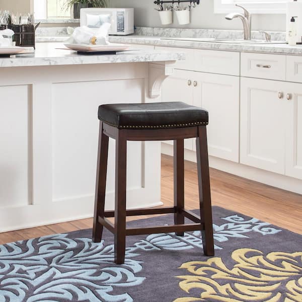 Counter Height Linon Backless Counter Stool Linon Black And White Faux  Leather Backless Counter Stool India Ubuy