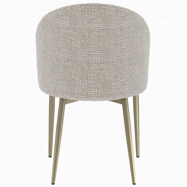 Benjara Geru Light Gray and Gold Fabric Curved Back Dining Side