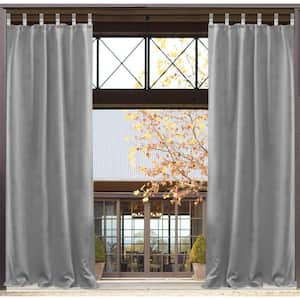 Outdoor Blackout Curtain Panel for Porch Patio，Privacy Drape Band Window Waterproof Curtain，50x84 Inch, Grey