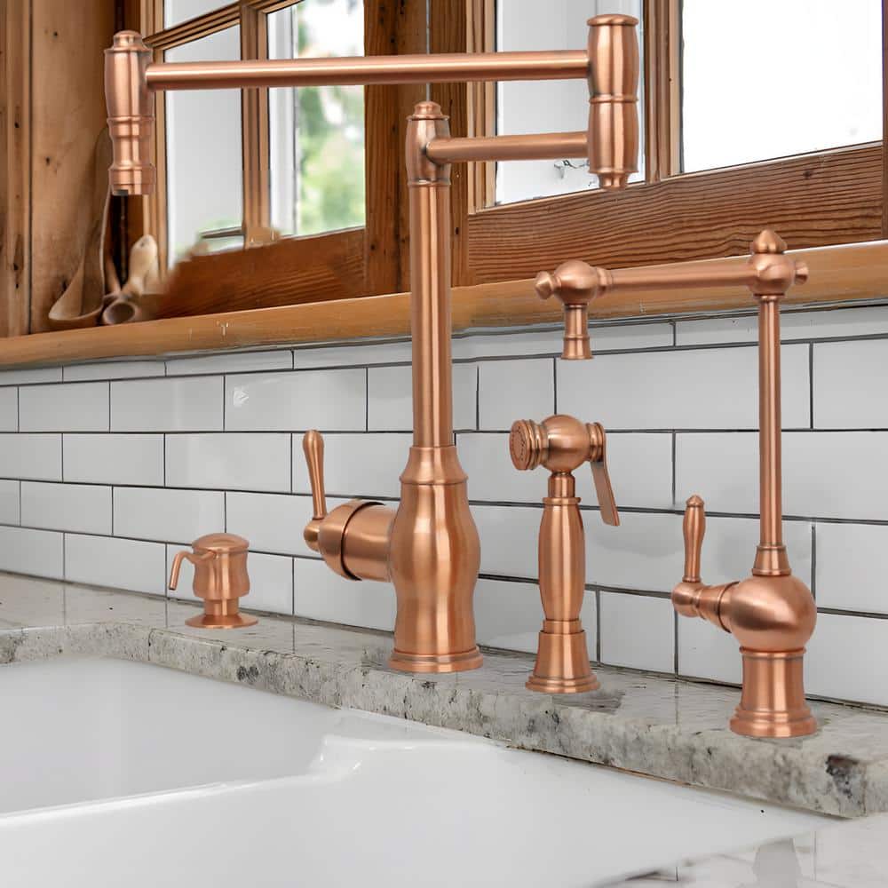 Brushed Copper Single Handle Pot Filler Faucet with Side Spray