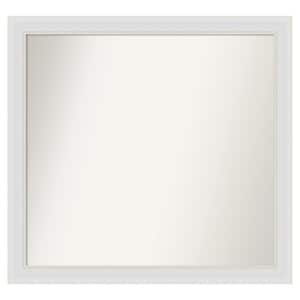 Flair Soft White Narrow 34 in. x 32 in. Custom Non-Beveled Satin Recyled Polystyrene Bathroom Vanity Wall Mirror