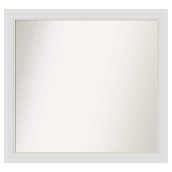 Amanti Art Flair Soft White Narrow 34 in. x 32 in. Custom Non-Beveled Satin Recyled Polystyrene Bathroom Vanity Wall Mirror