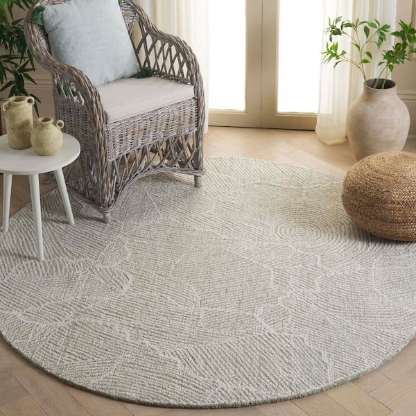 Metro 6 ft. x 6 ft. Sage/Ivory Solid Color Abstract Round Area Rug
