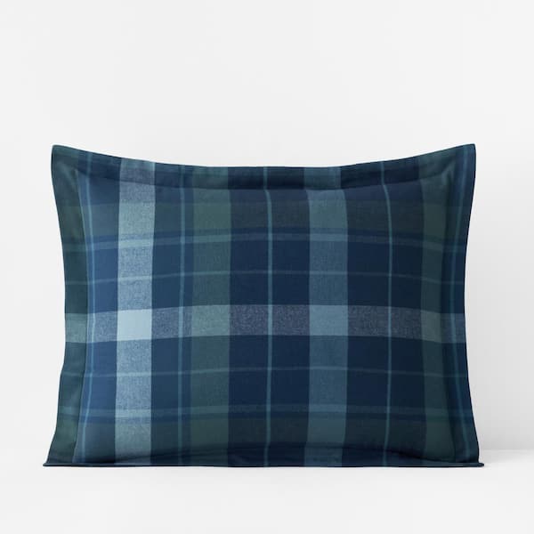 The Company Store Legends Hotel Velvet Berkely Flannel Blue Multi Flannel King Sham