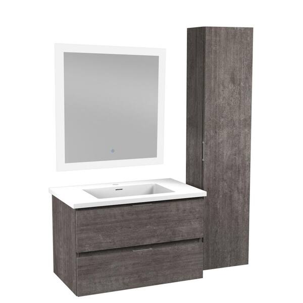 ANZZI 30 in. W x 18 in. D x 20 in. H White 1-Basin Bath Vanity Set 