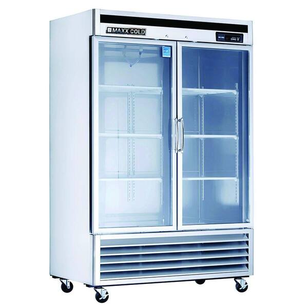 Maxx Cold 49 cu. ft. Double Glass Doors Commercial Refrigerator in Stainless Steel
