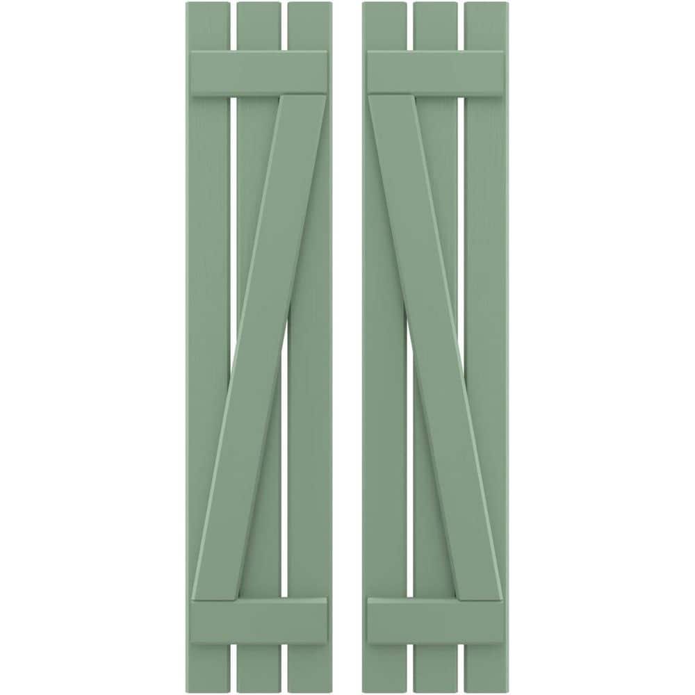 11-1/2 in. W x 42 in. H Americraft 3-Board Exterior Real Wood Spaced Board and Batten Shutters with Z-Bar in Track Green price history on PriceWatchPro