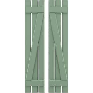 11-1/2 in. W x 84 in. H Americraft 3 Board Exterior Real Wood Spaced Board and Batten Shutters w/Z-Bar Track Green