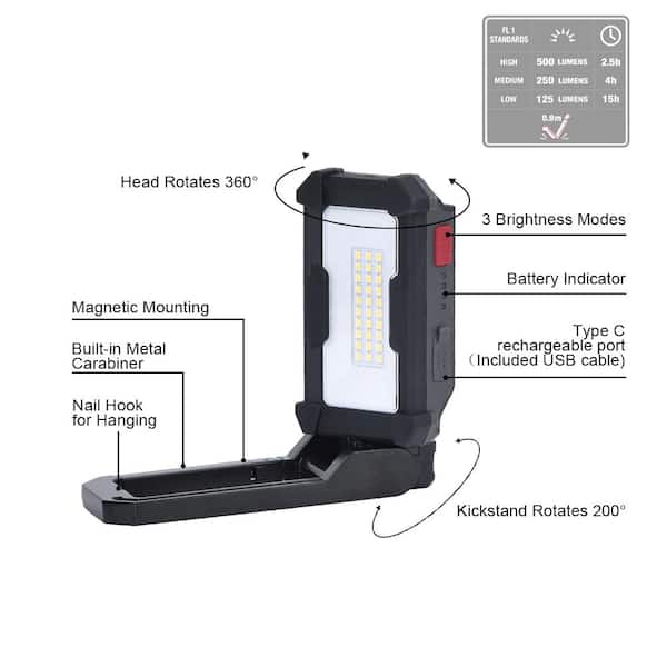 Husky 500 Lumens Rechargeable Handheld LED Work Light 7902201330