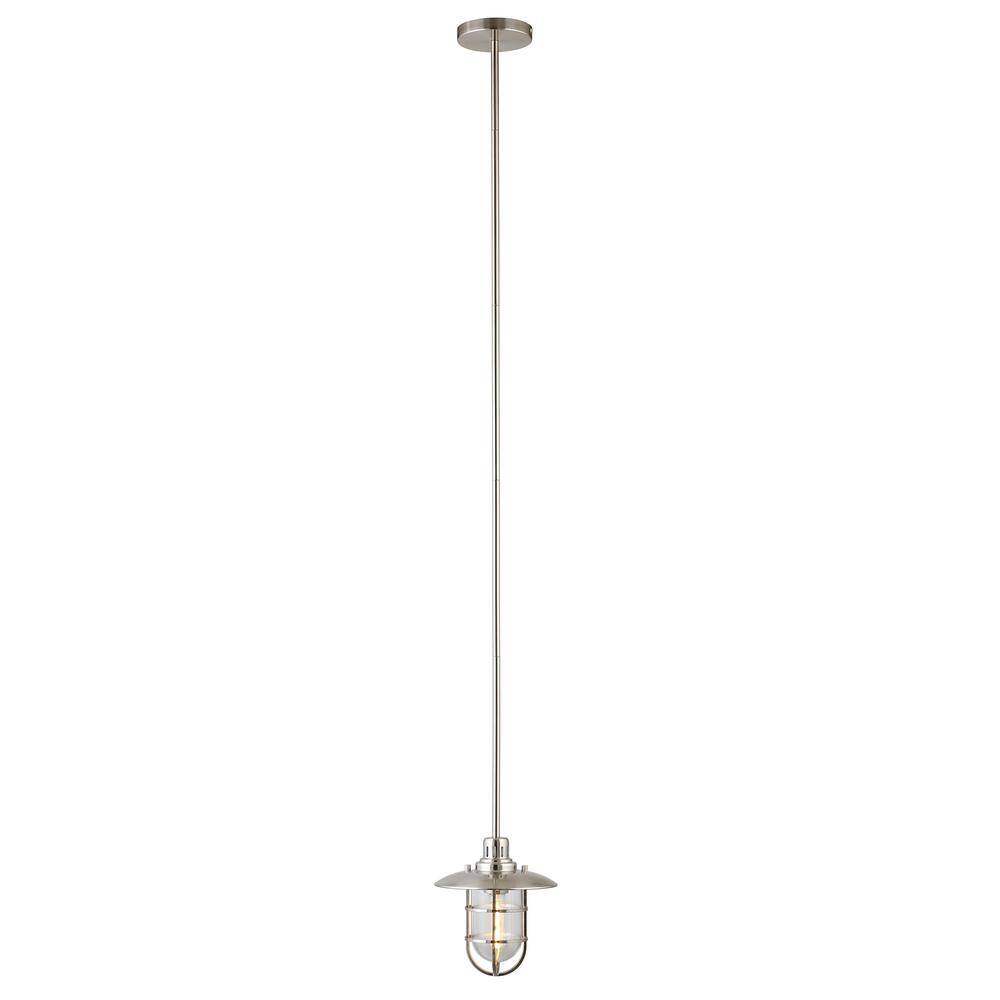 Coastal Brushed Nickel Globe Pendant Light with Glass Shade