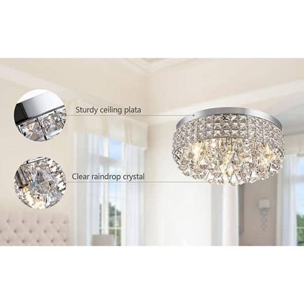 全商品オープニング価格！ 15 4-Light Jackson Maxax in. Crystal With Mount Flush Chrome ミリタリー