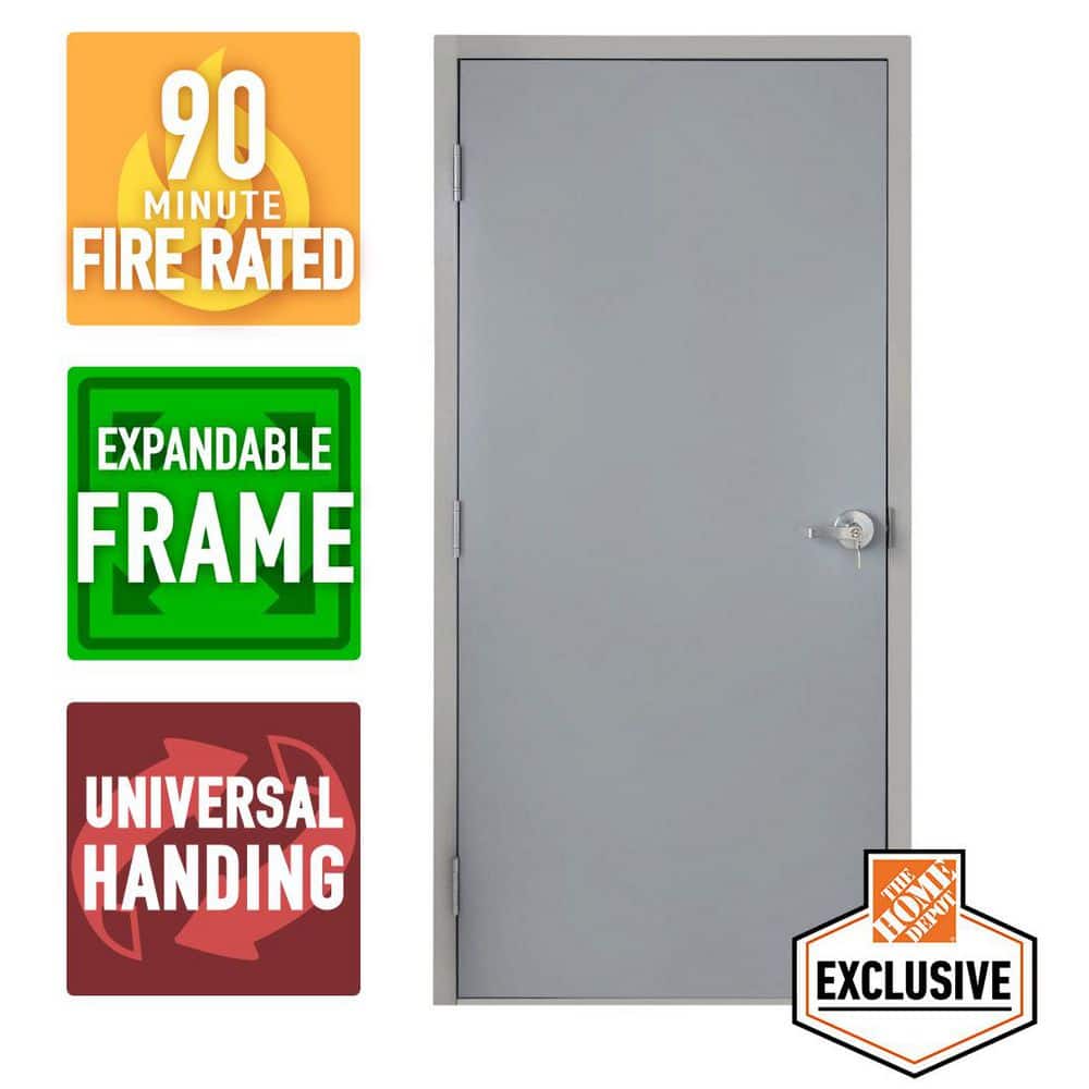 36 in. x 80 in. Fire Rated Universal/Reversible Non-Handed Galvanneal Steel