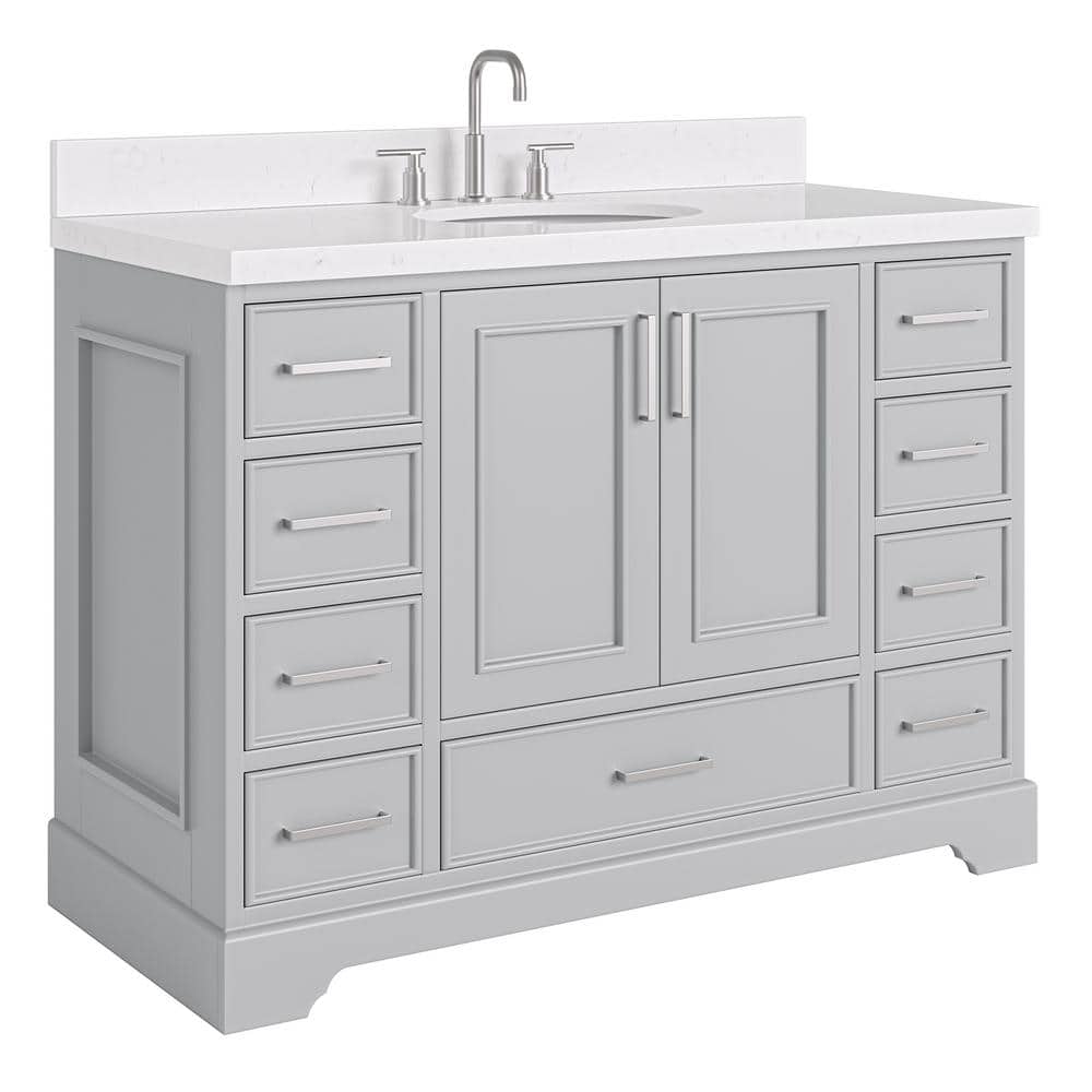 Stafford 48.25'' Gray Single Bathroom Vanity with Marble Top