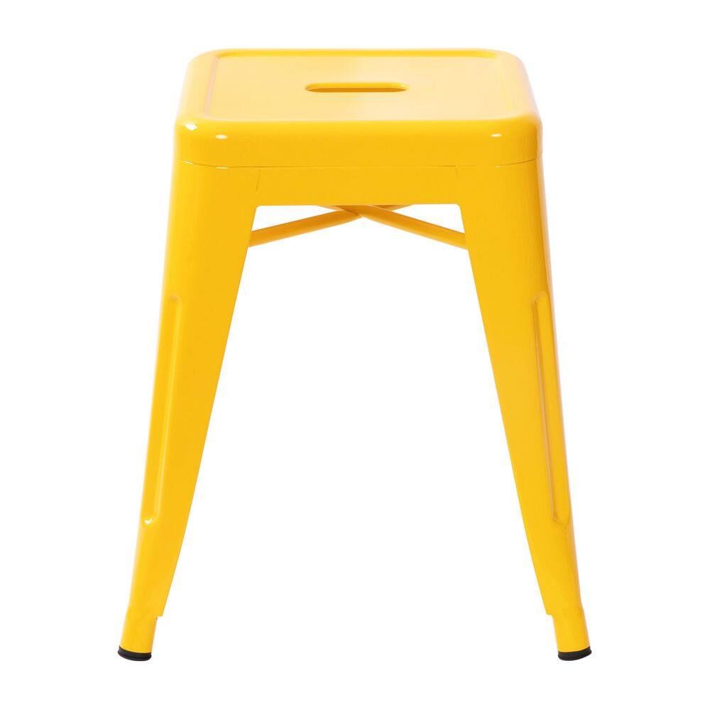 Yellow 18-Inch Backless Metal Stackable Stools, Set of 4