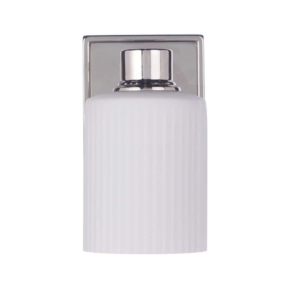 Polished Nickel Frosted Glass Outdoor Wall Sconce
