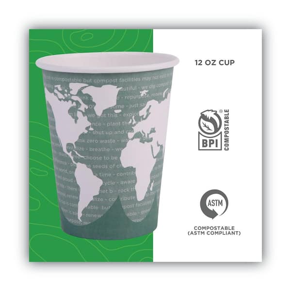 Eco-Products 12 oz. World Art Renewable Resource Compostable Hot