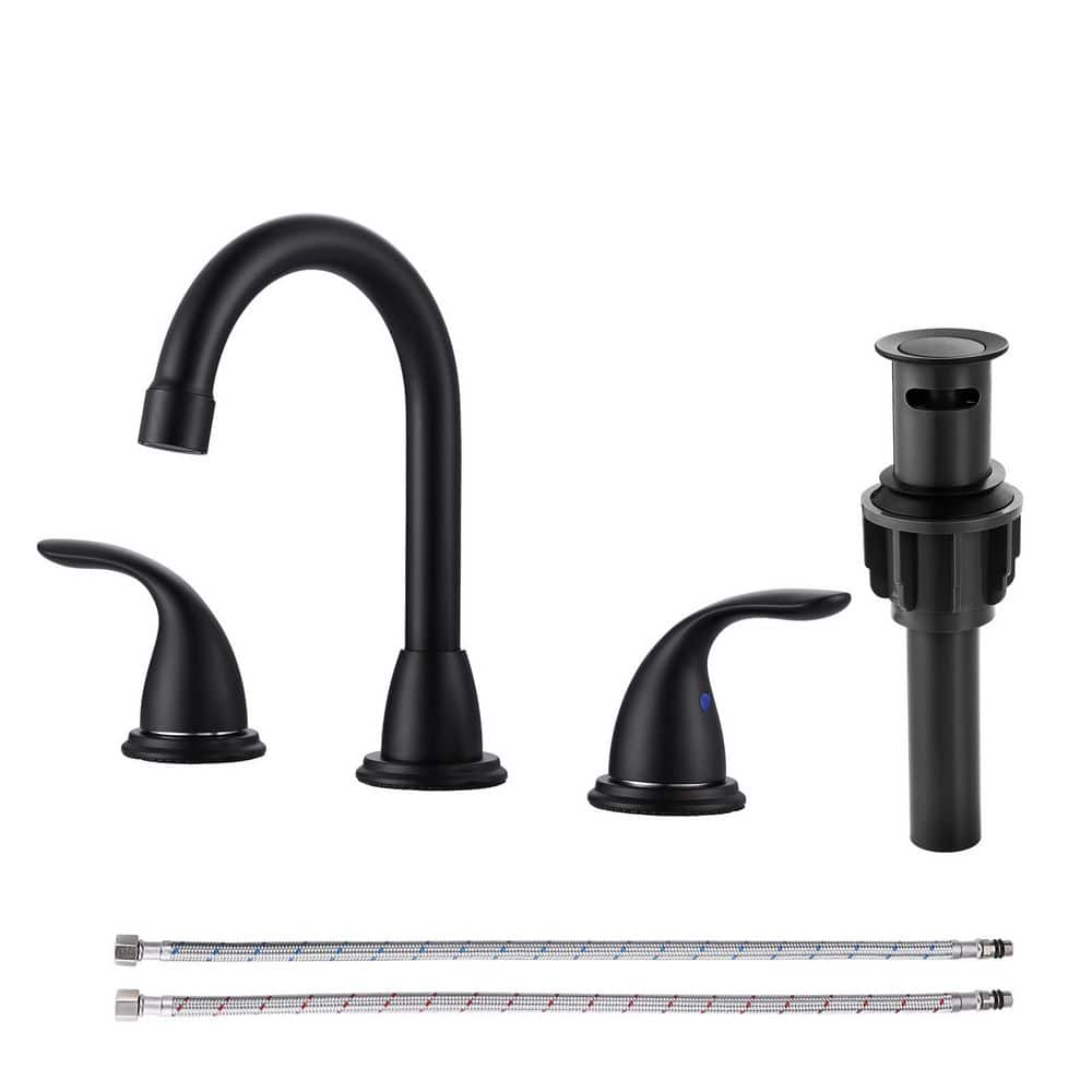 8 in. Widespread Double-Handle Bathroom Faucet with Pop-Up Drain in Matte Black price history on PriceWatchPro
