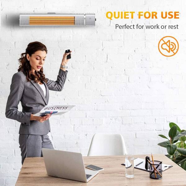 Details about / 1500W Electric Infrared Patio Heater Wall Remote Control Timer Quiet Silver #42