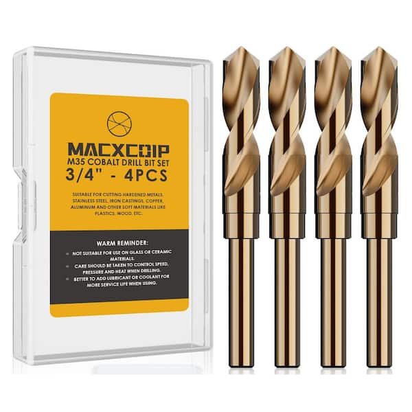 3/4 in. Cobalt Drill Bit Set (4-Piece) M35, High Speed Steel Jobber Length Drill Bit Kit