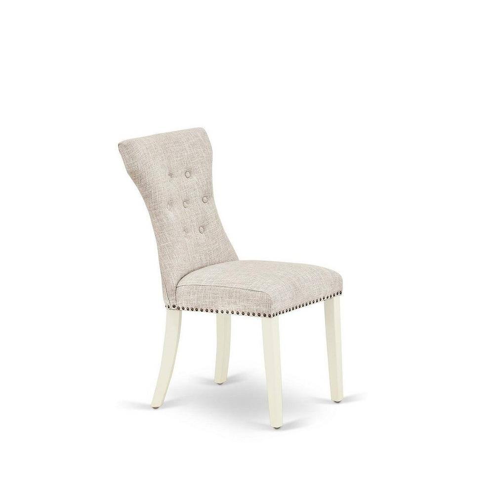 Linen White and Distressed Jacobean 6-Piece Dining Set with Padded Chairs and Bench