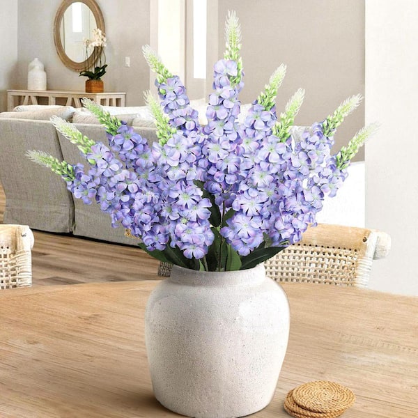 LIVING LUXURY 23 in. Periwinkle Purple Artificial Larkspur Flower