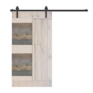 L Series 42 in. x 84 in. Multi-Textured Finished Solid Wood Sliding Barn Door with Hardware Kit - Assembly Needed