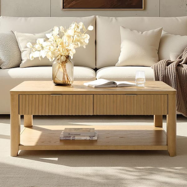 JAYDEN CREATION Javier 48 in. Natural Rectangle Wood Coffee Table