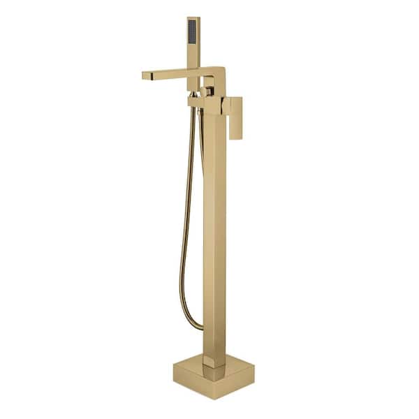 Single-Handle Floor Mounting Claw Foot Tub Faucet with Hand Shower in Brushed Nickel