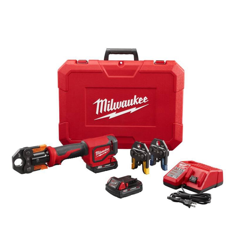 M18 18V Lithium-Ion Cordless Short Throw PEX Press Tool Kit w/ (3) Viega PureFlow Jaws,(2) 2.0Ah Batteries & Charger