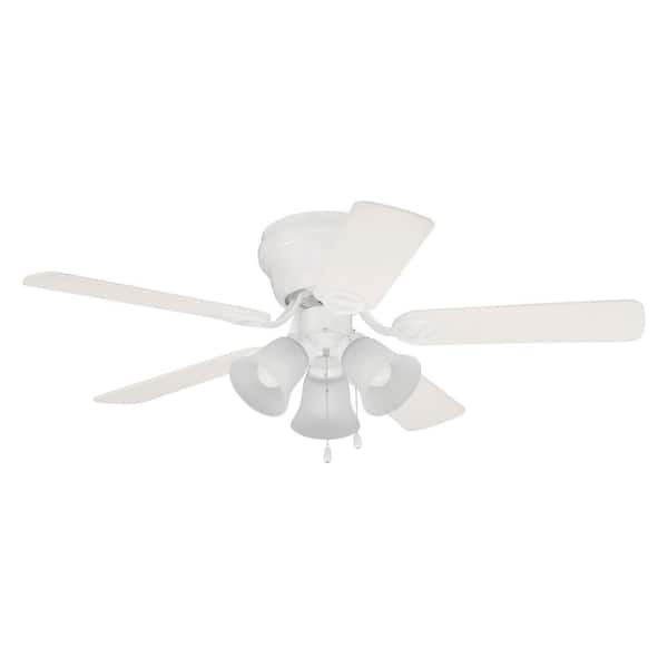 CRAFTMADE Wyman 42 in. Hugger Indoor 3-Speed 3-Light White Finish Ceiling Fan with 3-Light Frosted Glass Light Kit