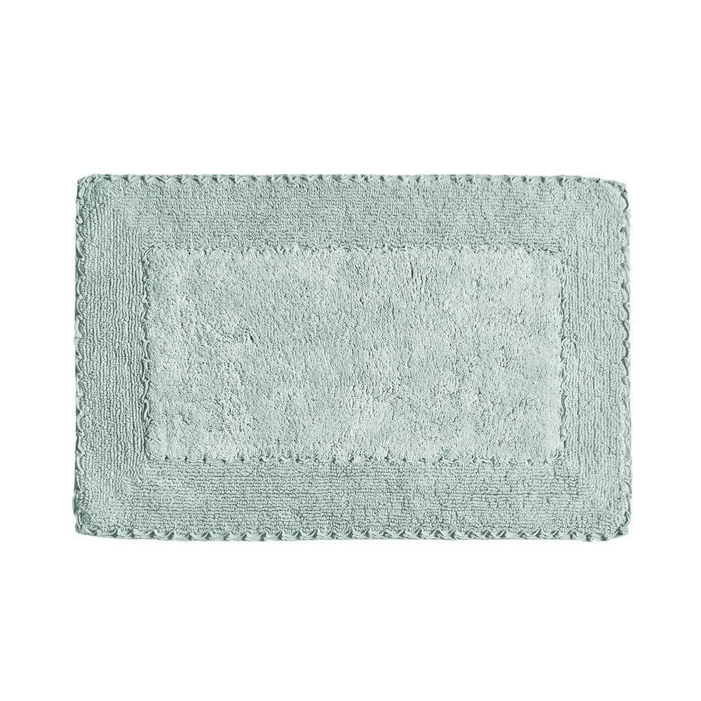 Laura Ashley Ruffle Cotton Border Aqva Blue 27 in. x 45 in. Bath