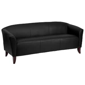 Hercules Imperial 72.8 in. with Square Arms Faux Leather Rectangular 4-Seater Bridgewater Sofa in Black