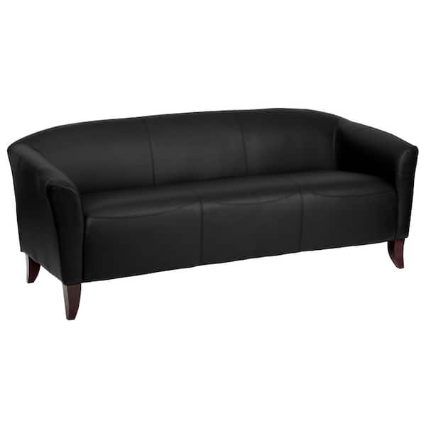 Flash Furniture Hercules Imperial 72.8 in. with Square Arms Faux Leather Rectangular 4-Seater Bridgewater Sofa in Black
