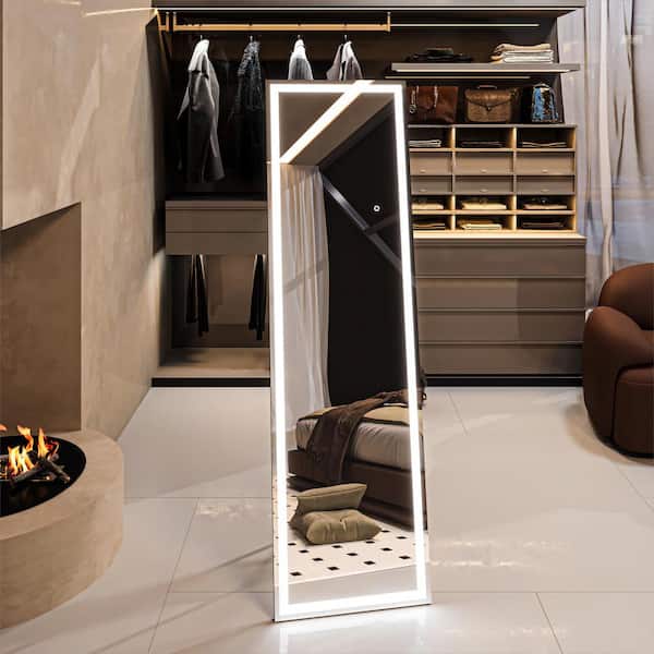 ORGANNICE 20 in. W x 67 in. H Rectangle LED Full Length Mirror with Lights Large Floor Mirror Stand Up Dress Mirror