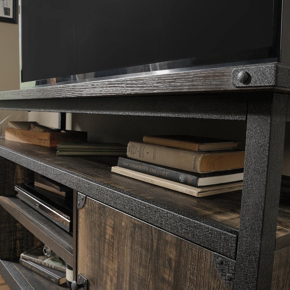 60" Carbon Oak Industrial Metal and Wood Credenza