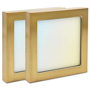 4 in. Square Brass Modern Flush Mount Ceiling Light Selectable LED Integrated 10W 600LM 5CCT 2700K-5000K Dimmable 2-Pack