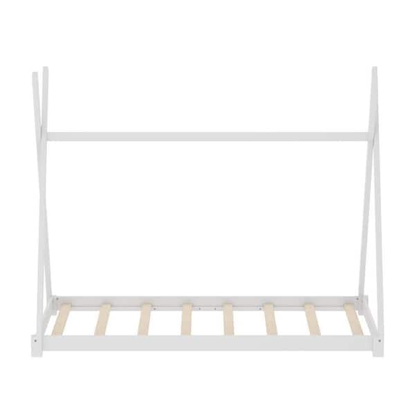 Unbranded White Twin Platform Bed with Triangle Structure