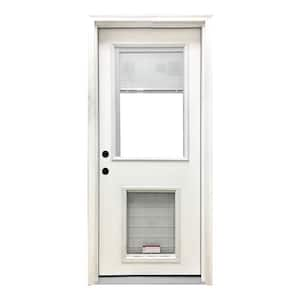 Full/Half Lite Fiberglass Patio Prehung Double Door Unit with Pet