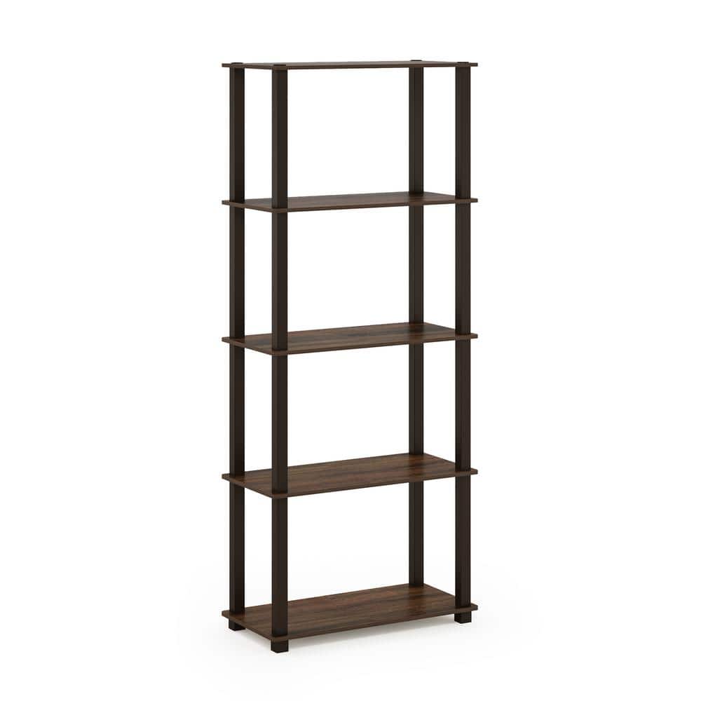 57.4 in. Tall Walnut/Brown 5-Shelves Etagere Bookcases