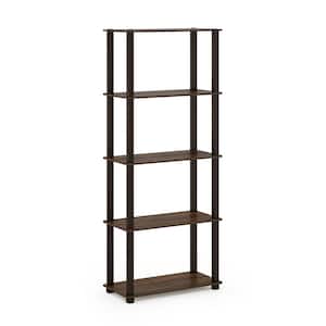 57.4 in. Tall Walnut/Brown 5-Shelves Etagere Bookcases
