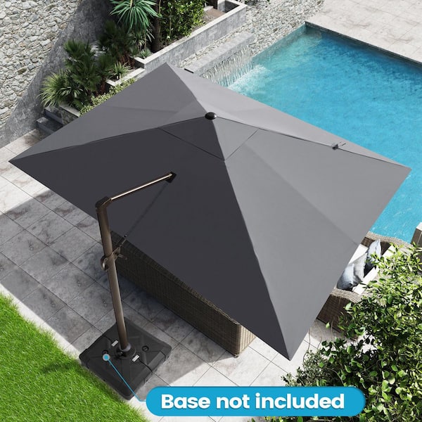 5 cantilever patio umbrella HOMSHADE 10ft Solar LED with Base Included, Premium 220GSM Solution-Dyed Fabric, 5-Year Fade-Resistant, 30 MPH Windproof, 45° Infinite Tilt for Backyard, Deck, Pool (Red) : Patio, Lawn density 200g polyester fabric The-Shade 10' Circular Cantilever Umbrella