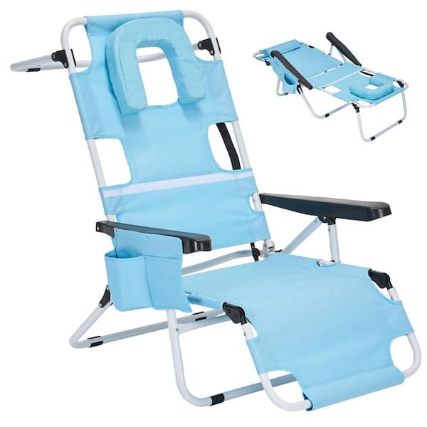 3-in-1 Tanning Chair with Face Hole Adjustable 5-Position Folding Chaise Lounge Chairs for Outdoor Sunbathing