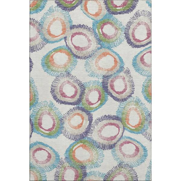Mayfield Premium Machine Washable Abstract AMF2278 Pearl 8 ft. x 10 ft. Area Rug