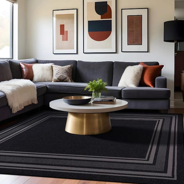 Beverly Rug 3 X 5 Black Carmel Bordered Non Slip Indoor Area Rug