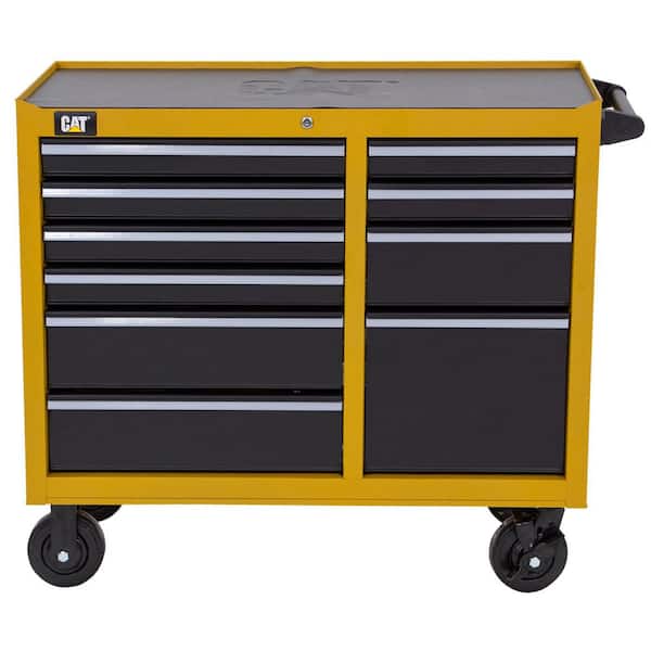 CAT Heavy Duty 41 in. 10-Drawer Yellow 16-Gauge Steel Rolling Tool Cabinet with Keyed Locking System