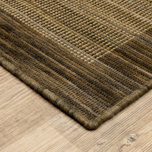 Wells 2 ft. x 10 ft. Brown/Tan Border Area Rug